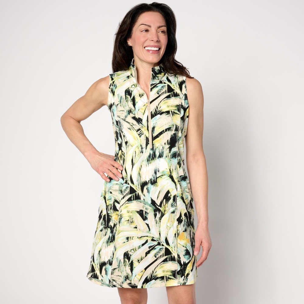 Belle Body by Kim Gravel Paradise Preppy Zip Sport Dress, Petite XL